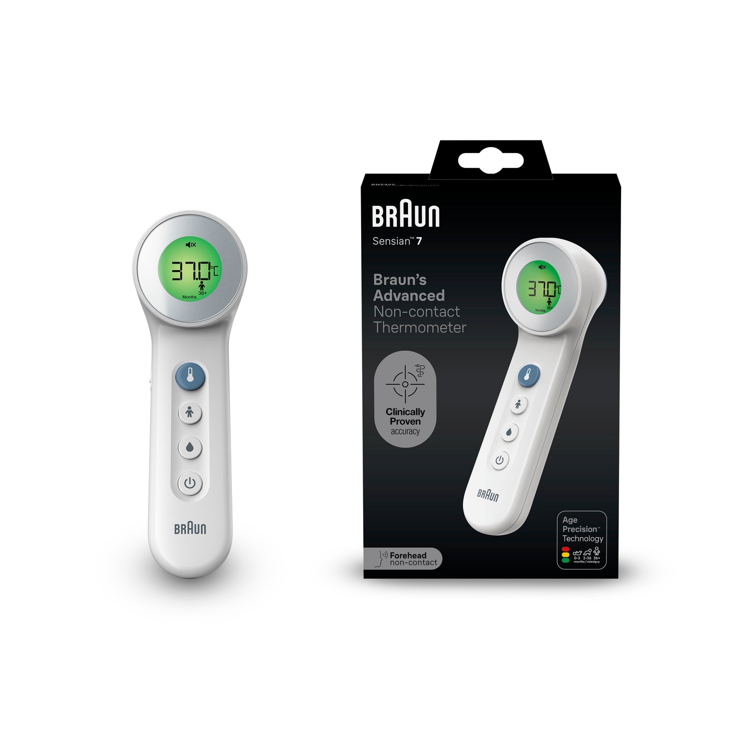 BRAUN BNT400 NO TOUCH + TOUCH FOREHEAD THERMOMETER WITH AGE PRECISION